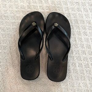Tory Burch wedge flip flops size 8 BLACK